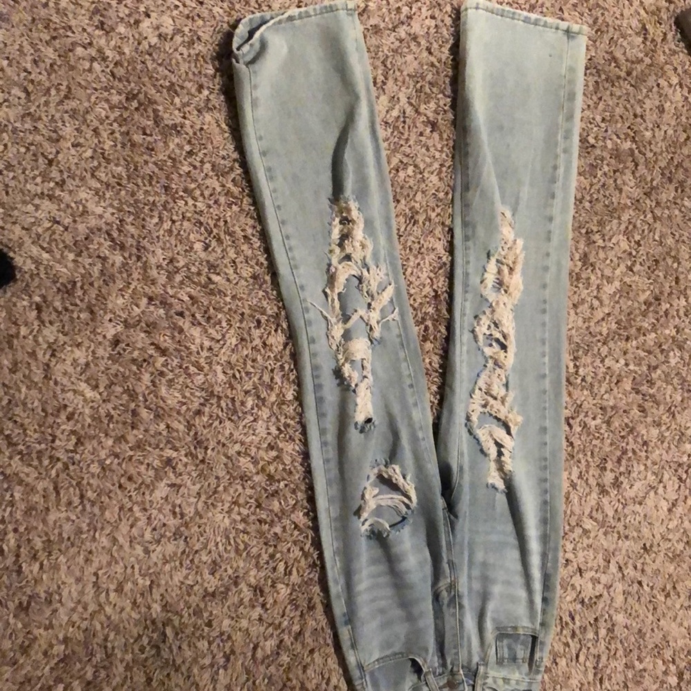 Ripped straight leg jeans